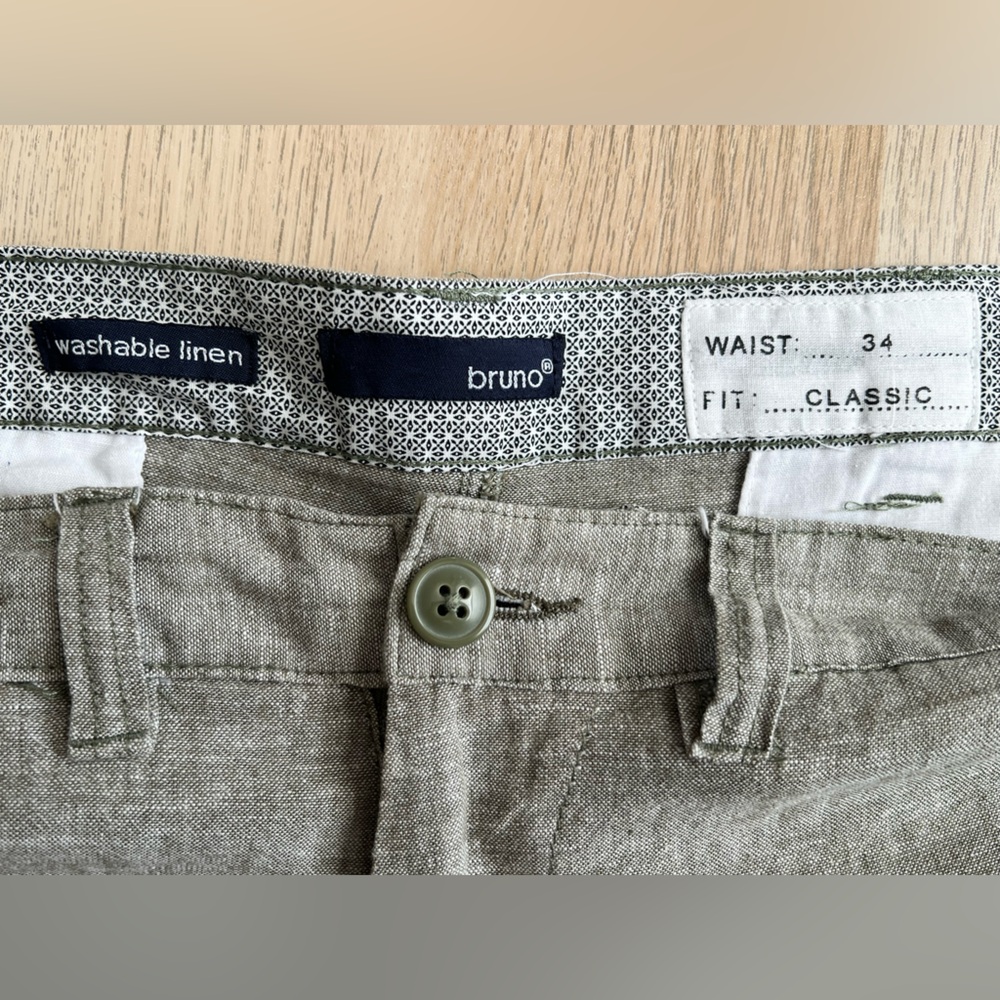 Bruno Washable Linen Blend Shorts Men’s 34 Classic Fit Gray - Picture 5 of 13